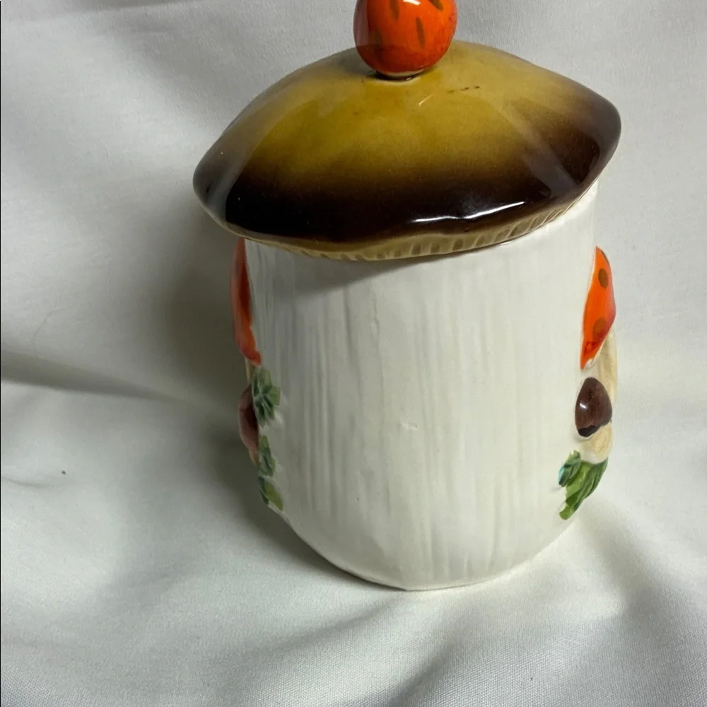 Vintage Sears Merry Mushroom Small Canister Jar With Lid 1970s Replacement